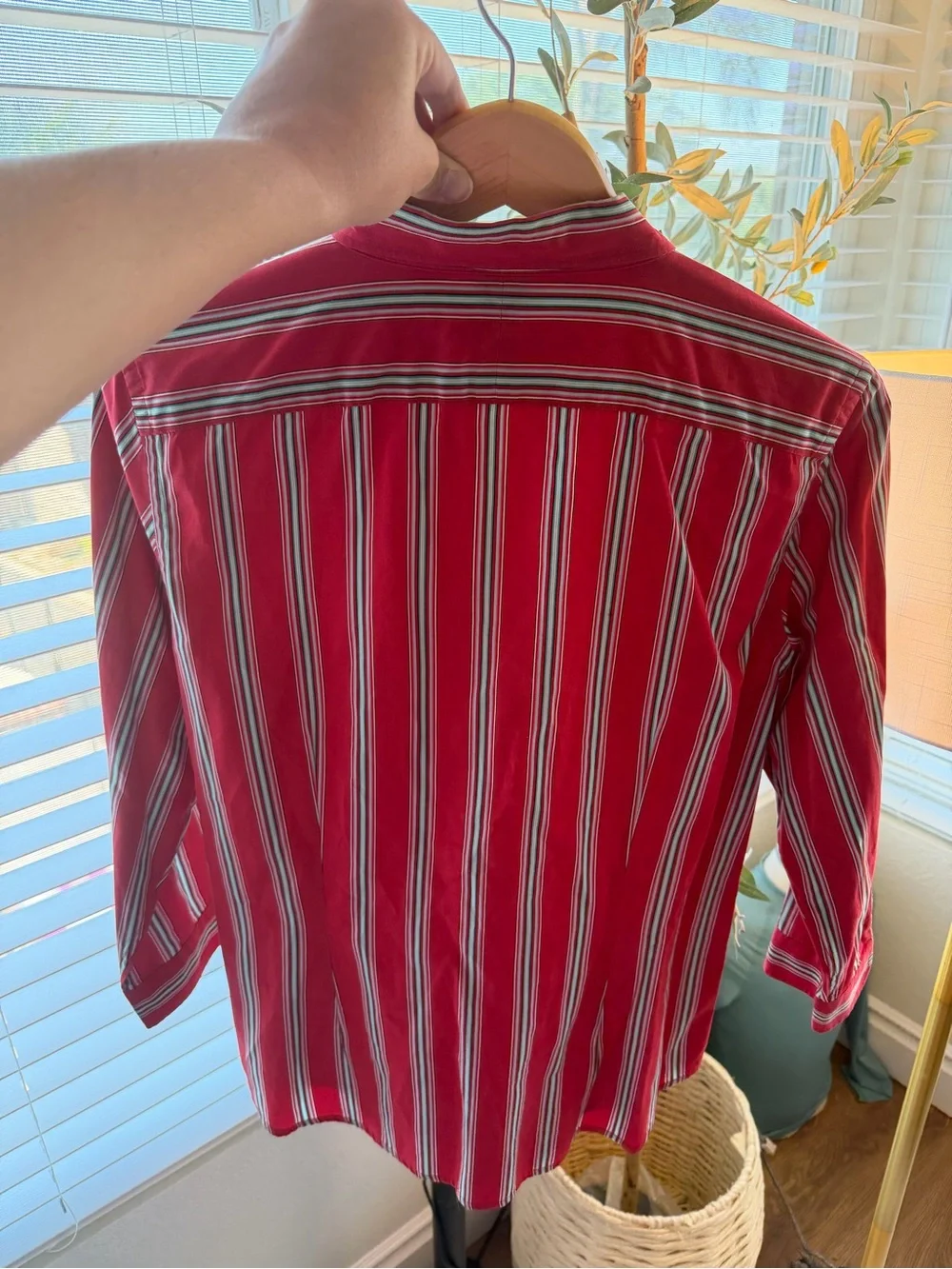 Vintage Ralph Lauren Y2K Striped Button-Up Shirt in Berry Red Quietluxury - Picture 4 of 8